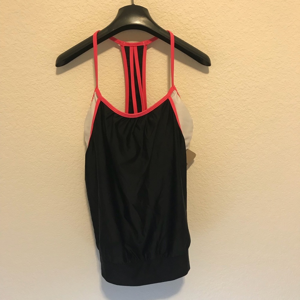 Reebok 2in1 tankini NWT black pink white